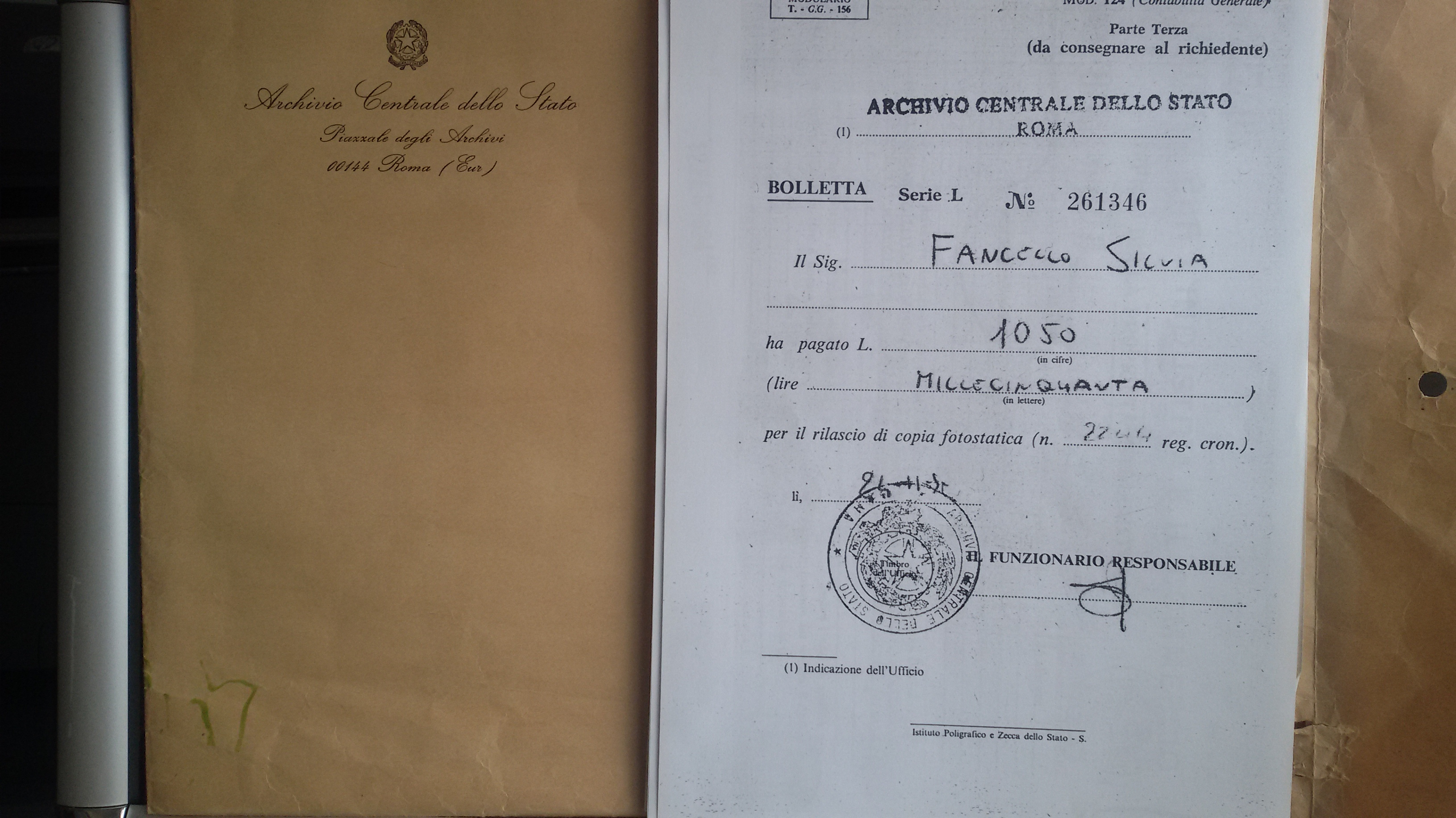 Frontespizio brevetto